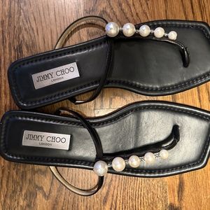 Jimmy Choo Alaina pearl embellished leather sandals